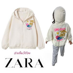 ZARA Kids | Cream | CALIFORNIA LONG COAST PRINT JACKET NWT